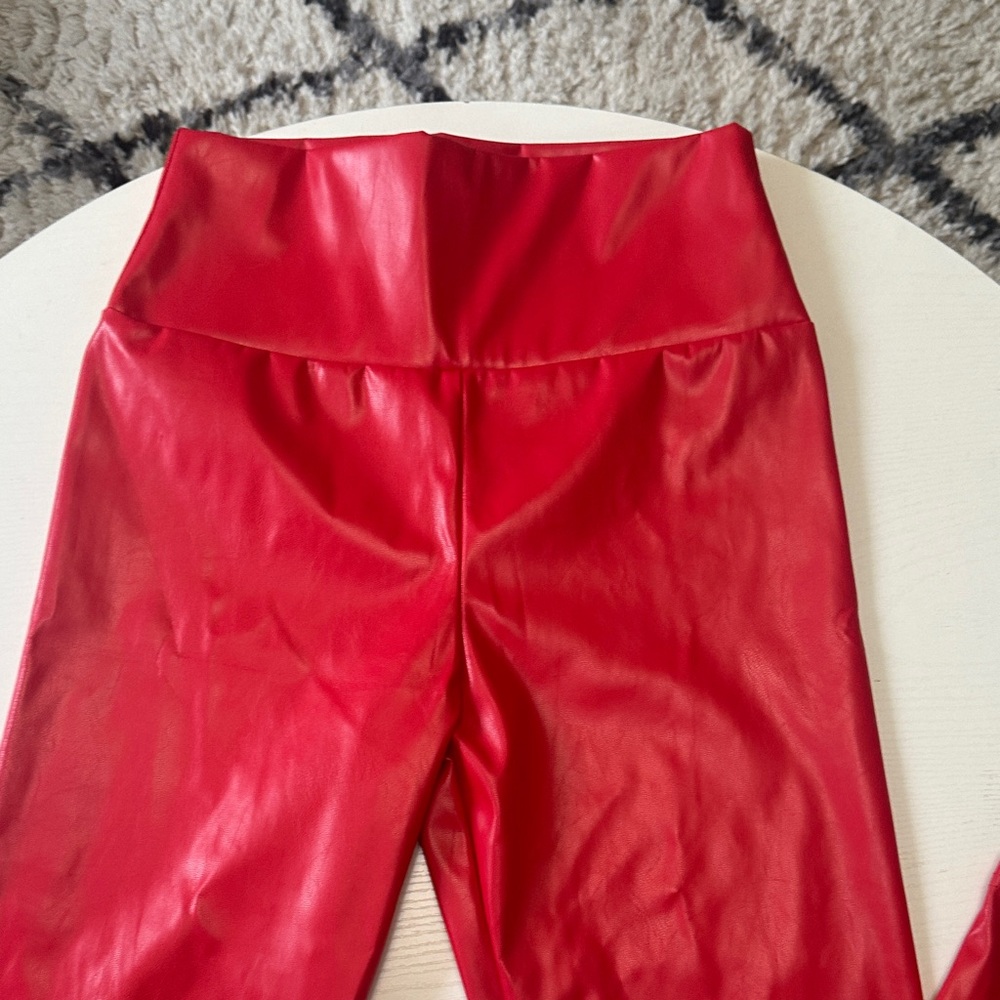 Red Faux Leather Leggings - Picture 4 of 4